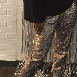 Silver sequined joggers
